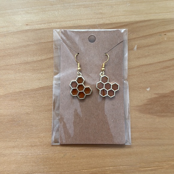 Handcrafted Honeycomb Dangle earrings - Picture 5 of 5